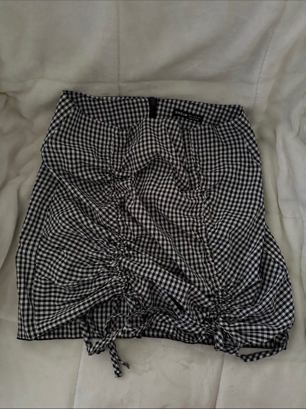 SHEIN Black and White Gingham Mini Skirt